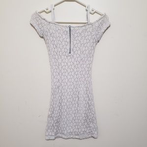 Sheer lace off the shoulder bodycon dress